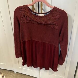 Altard State Burgundy Lace Detail Top